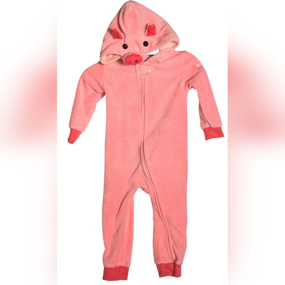 Tipsy Elves Pink 🐖 Piglet Toddler One Piece Pajamas Cosume w/Hood- 12 mos - Picture 3 of 6